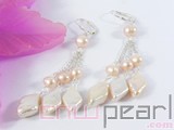 6*13mm pink quadrangle freshwater pearl hoop earrings