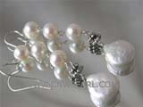 8*12mm white coin freshwater pearl hoop earrings
