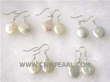 beautiful 12mm white coin freshwater pearl dangling earrings