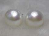 12mm white round freshwater pearl stud earrings