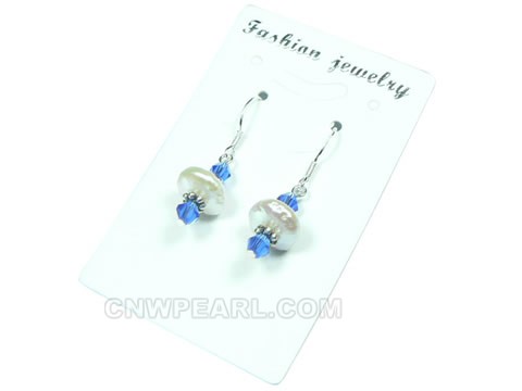 elegant 10mm white coin freshwater dangling earrings