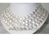 14mm white coin freshwater pearl necklace with sterling silver clasp