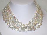 five rows12mm light pink coin freshwater pearl necklace with a sterling silver clasp
