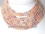 eight rows 8mm multicolor round freshwater pearl necklace with a sterling silver box clasp