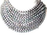 nine rows 8mm black round freshwater pearl necklace with a sterling silver box clasp