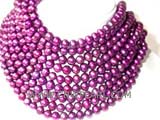 nine rows 8mm wine red round freshwater pearl necklace with a sterling silver box clasp