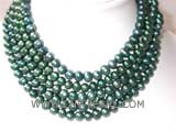 five rows 8mm green bread freshwater pearl necklace with sterling silver clasp