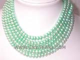 five rows 8mm aqua bread freshwater pearl necklace with a sterling silver clasp