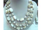 beautiful  white round freshwater pearl necklace with irregular seashell beads
