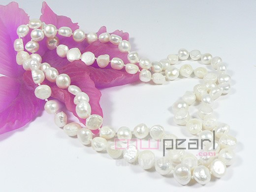 double rows12mm white nugget freshwater pearl necklace with sterling silver clasp