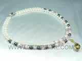 double rows white rice freshwater pearl necklace