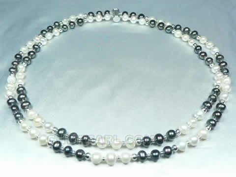 double rows 6-7mm potato freshwater pearl necklace