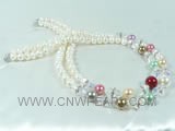 double rows 8-9mm white potato freshwater pearl necklace