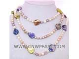 7-8mm multicolor  freshwater pearl necklace with multicolor  irregular shells