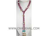 8-9mm wine red nugget freshwater pearl necklace with irregular crystals