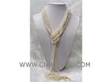 four rows 7-8mm white and yellow round freshwater pearl necklace without clasp