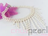 fashion white rice freshwater pearl necklace with small crystals