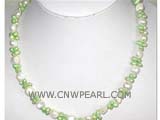 5-6mm green top-drill freshwater pearl necklace with white irregular pearl