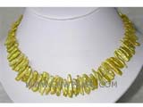 10-25mm golden biwa freshwater pearl necklace with a plated silver toggle clasp