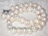 13mm white potato freshwater pearl necklace with a 925 sterling silver moon clasp