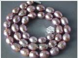 9mm purple rice freshwater pearl necklace with a 925 sterling silver flower clasp