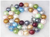 10mm multicolor potato freshwater pearl necklace with a 925 sterling silver spring clasp