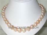 11-12mm pink potato freshwater pearl necklace with a sterling silver clasp