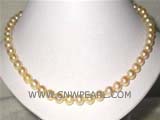 7mm gold round akoya pearl necklace with a sterling silver clasp