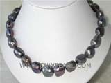 10-13mm black potato freshwater pearl necklace with a sterling silver clasp