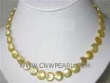 12mm gold coin freshwater pearl necklace with a plated gold fish clasp