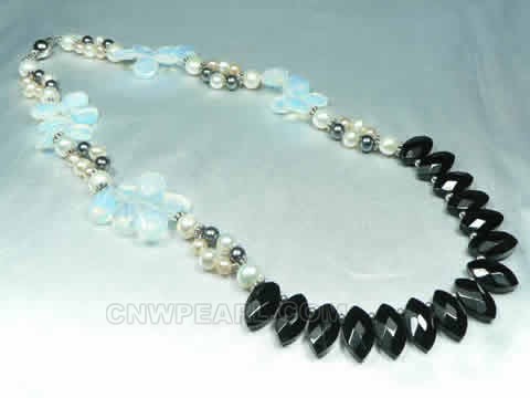 multi size potato freshwater pearl single necklace with opal