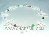 6*20mm biwa pearl and potato freshwater pearl single necklace