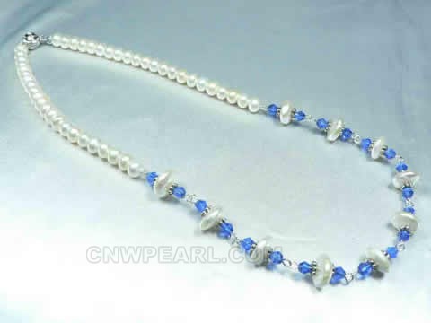 elegant 6-7mm white bread freshwater pearl single necklace