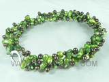 three strands green blister freshwater pearl twisted necklace