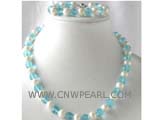7-8mm white potato freshwater pearl jewelry set of necklace and bracelet