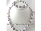 7-8mm white potato freshwater pearl jewelry set of necklace and bracelet