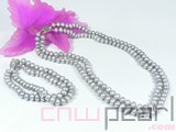 double rows 8-9mm gray freshwater pearl necklace and bracelet set
