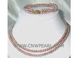 double rows 8-9mm purple potato freshwater pearl set of necklace and bracelet