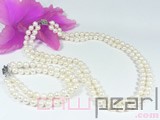double rows 7-8mm white potato freshwater pearl set of necklace and bracelet