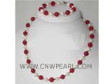 7-8mm white potato freshwater pearl jewelry set of necklace and bracelet