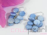 8mm blue round natural shell earrings