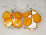 8mm golden round natural shell earrings with sterling silver cla
