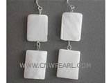 wholesale 10-15mm white quadrate natural shell earrings