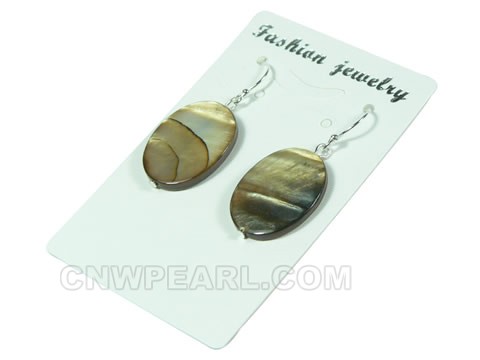 15*20mm brown oval natural shell dagling earrings