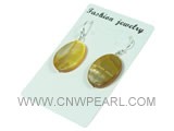 15*20mm yellow oval natural shell dagling earrings
