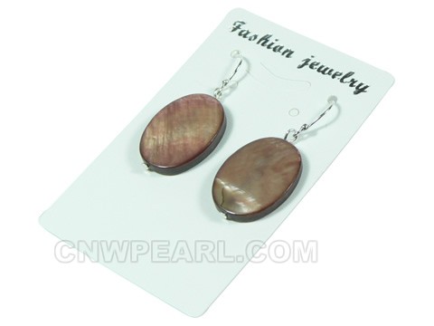 15*20mm rosybrown oval natural shell earrings
