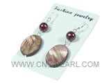 15*20mm dark purple oval shell dagling earrings