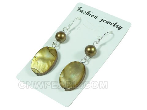 15*20mm dark goldenrod oval shell dagling earrings