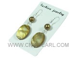 15*20mm dark goldenrod oval shell dagling earrings