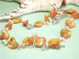 5-6mm, 14-15mm pink elliptical freshwater pearl necklace